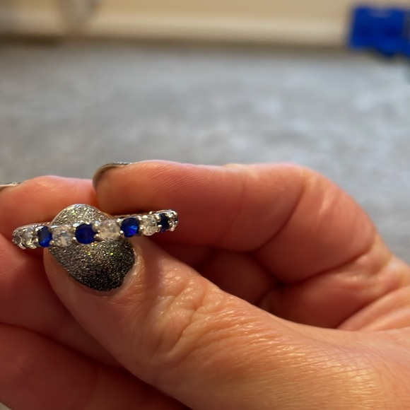 Sapphire and clear eternity ring Size 10 - Picture 2 of 8